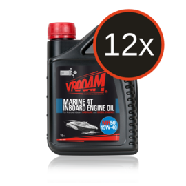 12x VROOAM MR50 Marine 4 Takt Inboard Motorolie - 1 liter fles - SAE 15W-40
